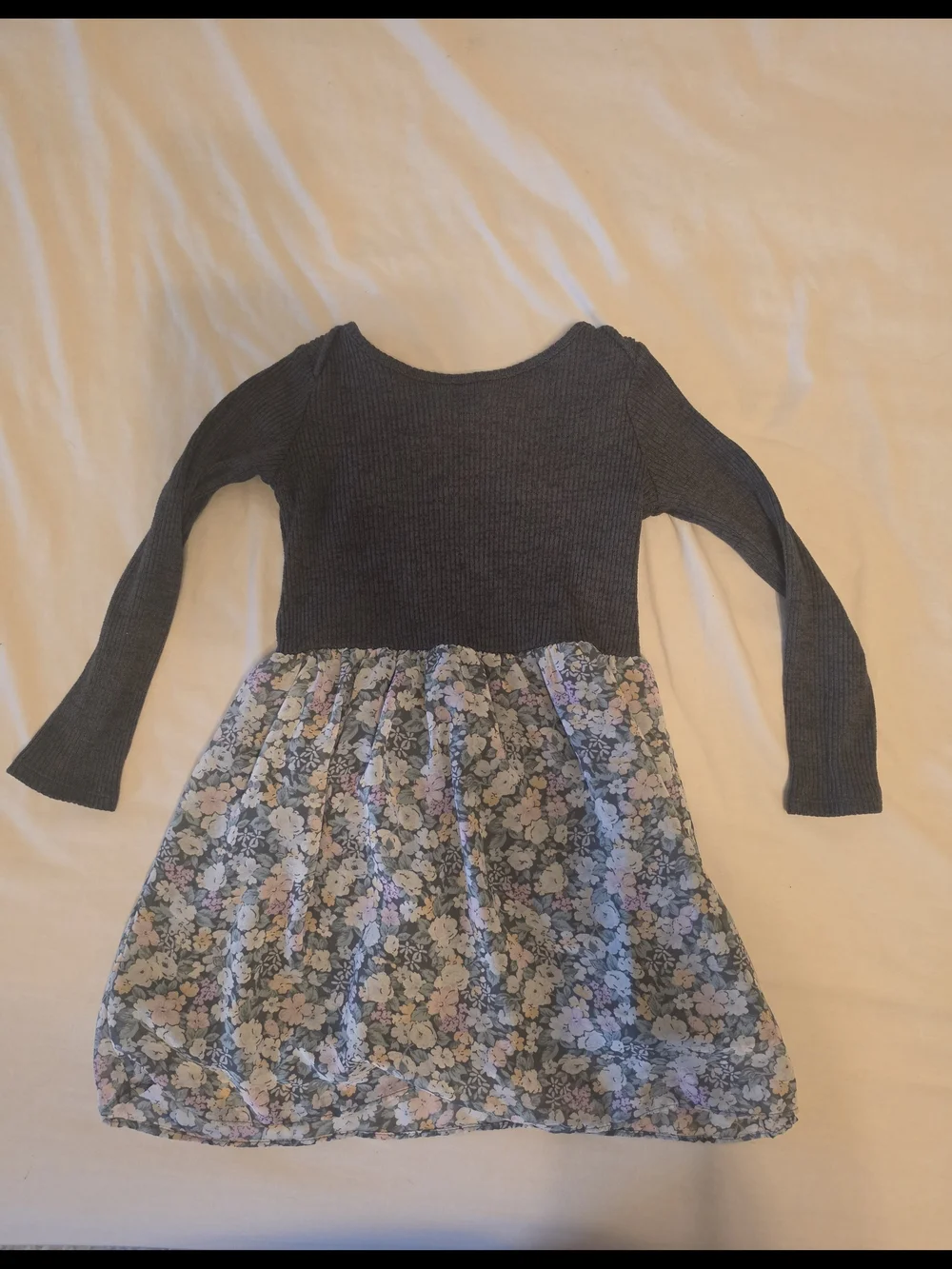 OshKosh B'gosh Dress- Charcoal Gray Knit Top with Floral Bottom